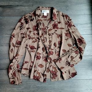 Jones Wear Silk Floral Button Up Blouse NWT | size 12 | Long Sleeve & Collared